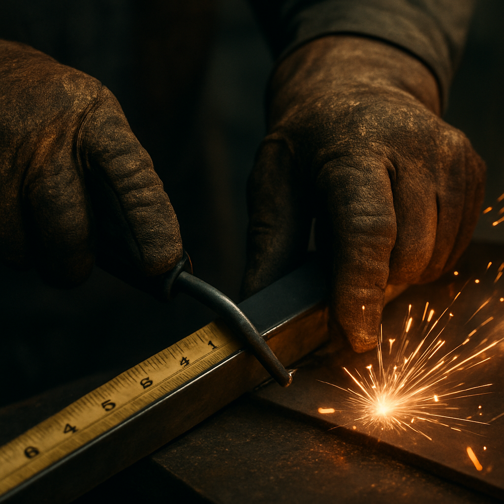 Close-up of a skilled craftsman's hands working with tools